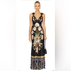 Camilla Ottoman Elegance V Neck Full Length Bias Slip Dress